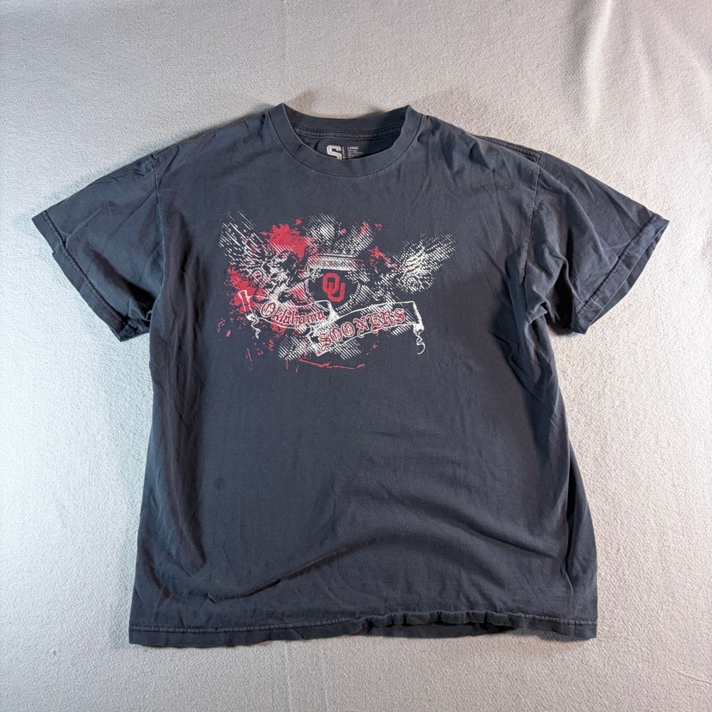 Spike Sports Oklahoma Sooners Mens Large Gray Graphic T-Shirt NCAA OU Football